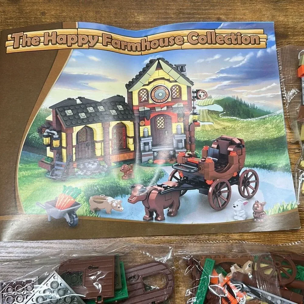 The Happy‎ Farmhouse Collection Building Bricks Set Cattle Wagon Bunny Animals